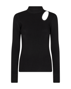 Cmnatacha - rib gebreide blouse in zwart