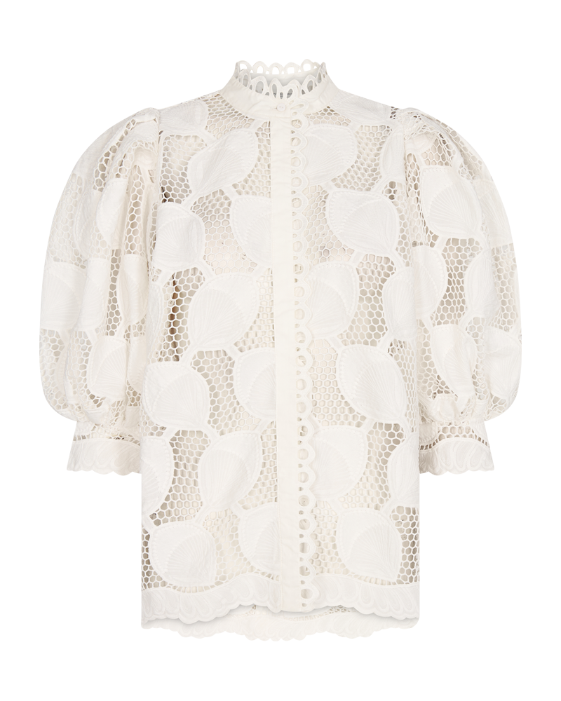 Cmmali - Blouse in transparante kwaliteit in wit, gebroken wit