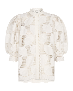 Cmmali - Blouse in transparante kwaliteit in wit, gebroken wit