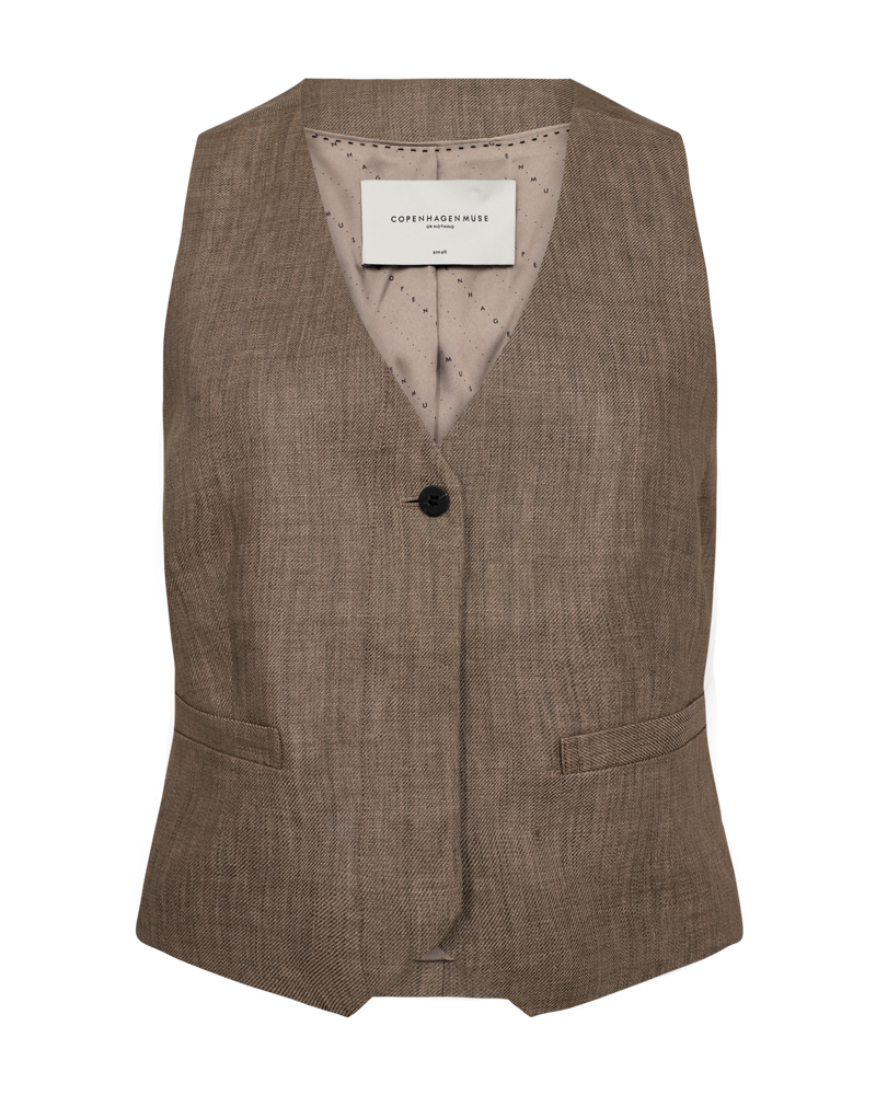 CMNATURE - LINEN WAISTCOAT IN BROWN