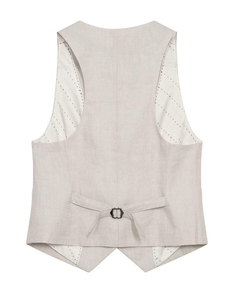 CMNATURE - LINEN WAISTCOAT IN BEIGE,OFF-WHITE