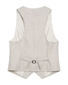 CMNATURE - LINEN WAISTCOAT IN BEIGE,OFF-WHITE
