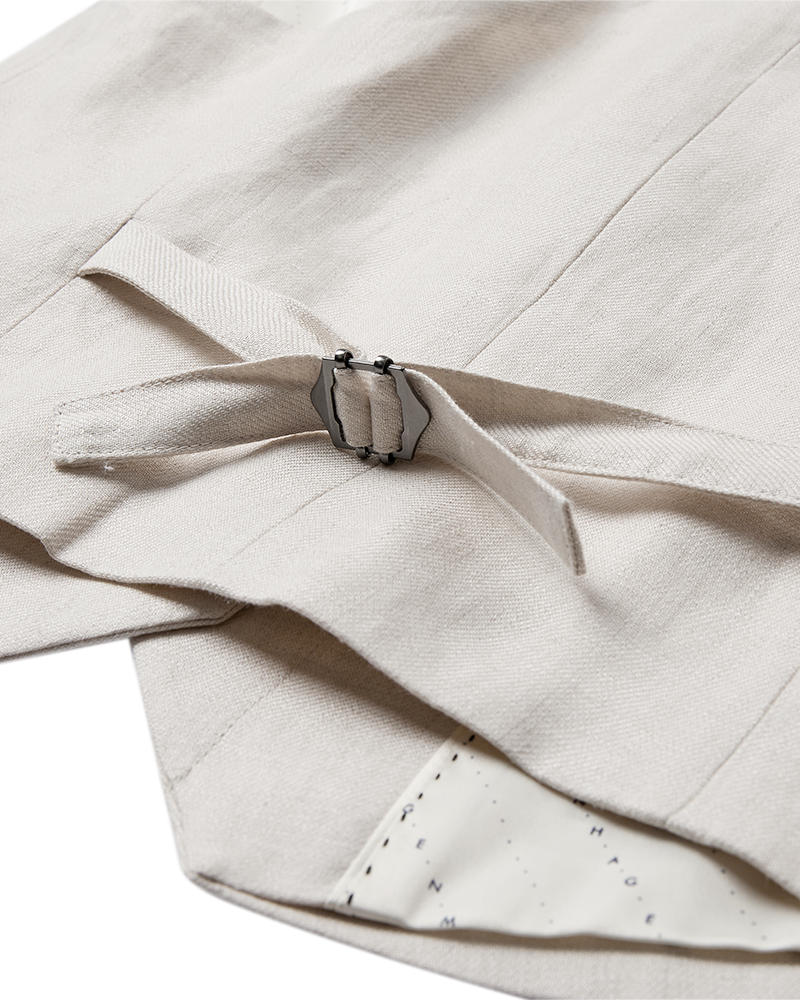 CMNATURE - LINEN WAISTCOAT IN BEIGE,OFF-WHITE