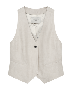 CMNATURE - LINEN WAISTCOAT IN BEIGE,OFF-WHITE