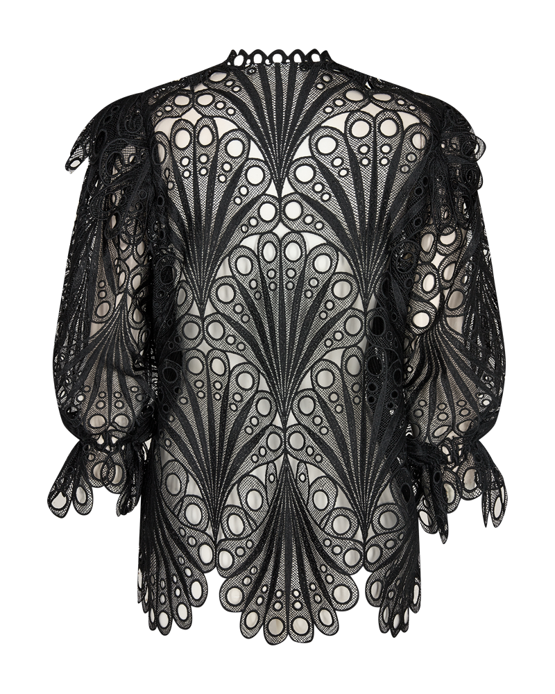 Cmmoonlight - blouse met gatpatroon in zwart