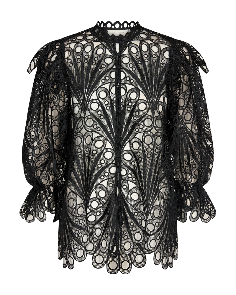 Cmmoonlight - blouse met gatpatroon in zwart