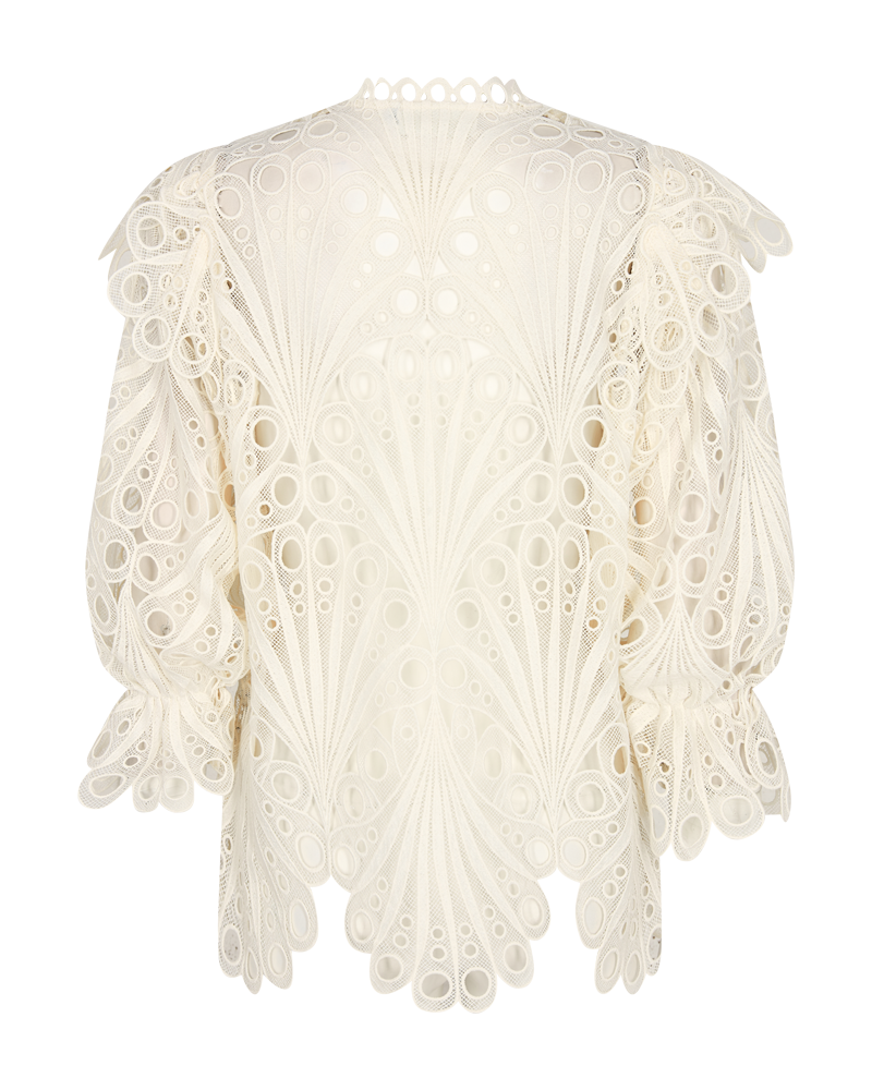Cmmoonlight - Blouse met gatpatroon in wit, gebroken wit