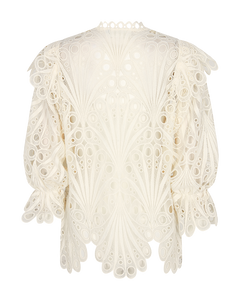 Cmmoonlight - Blouse met gatpatroon in wit, gebroken wit