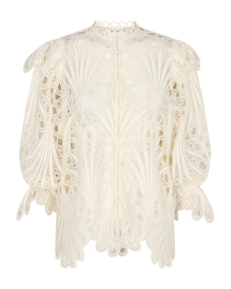 Cmmoonlight - Blouse met gatpatroon in wit, gebroken wit