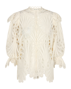 Cmmoonlight - Blouse met gatpatroon in wit, gebroken wit