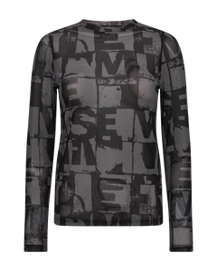 Cmcora - mesh t -shirt in zwart en bruin