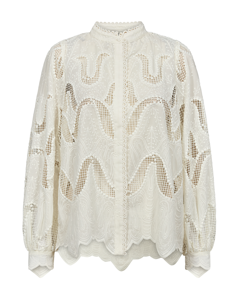 CMBOTRA - SHIRT WITH HOLE-PATTERN IN WHITE,OFF-WHITE