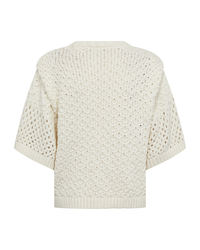Cmevie - pullover met gatpatroon in wit, gebroken wit