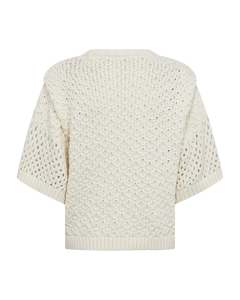 Cmevie - pullover met gatpatroon in wit, gebroken wit