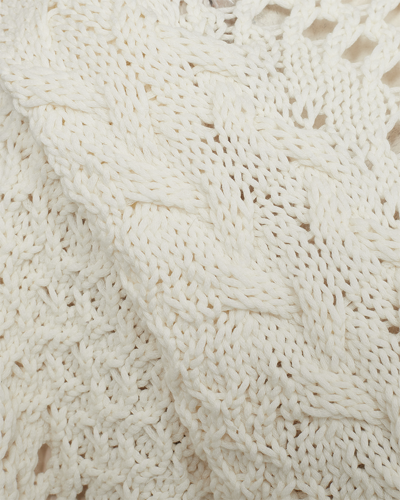 Cmevie - pullover met gatpatroon in wit, gebroken wit