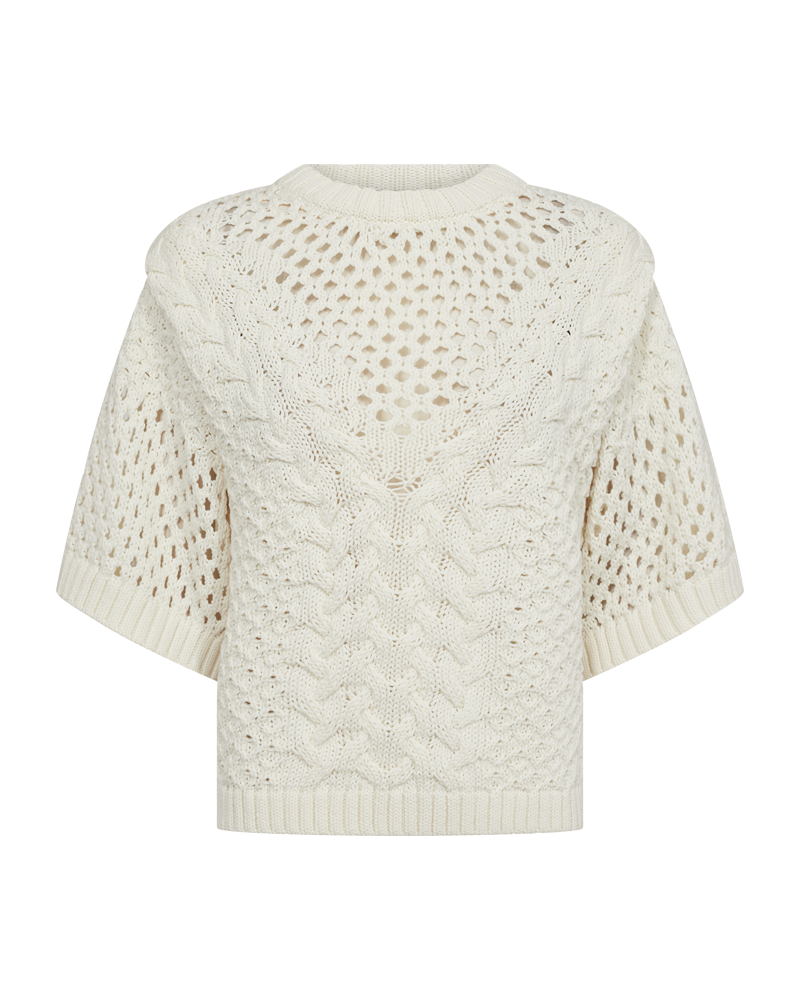Cmevie - pullover met gatpatroon in wit, gebroken wit