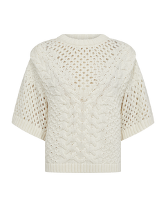 Cmevie - pullover met gatpatroon in wit, gebroken wit
