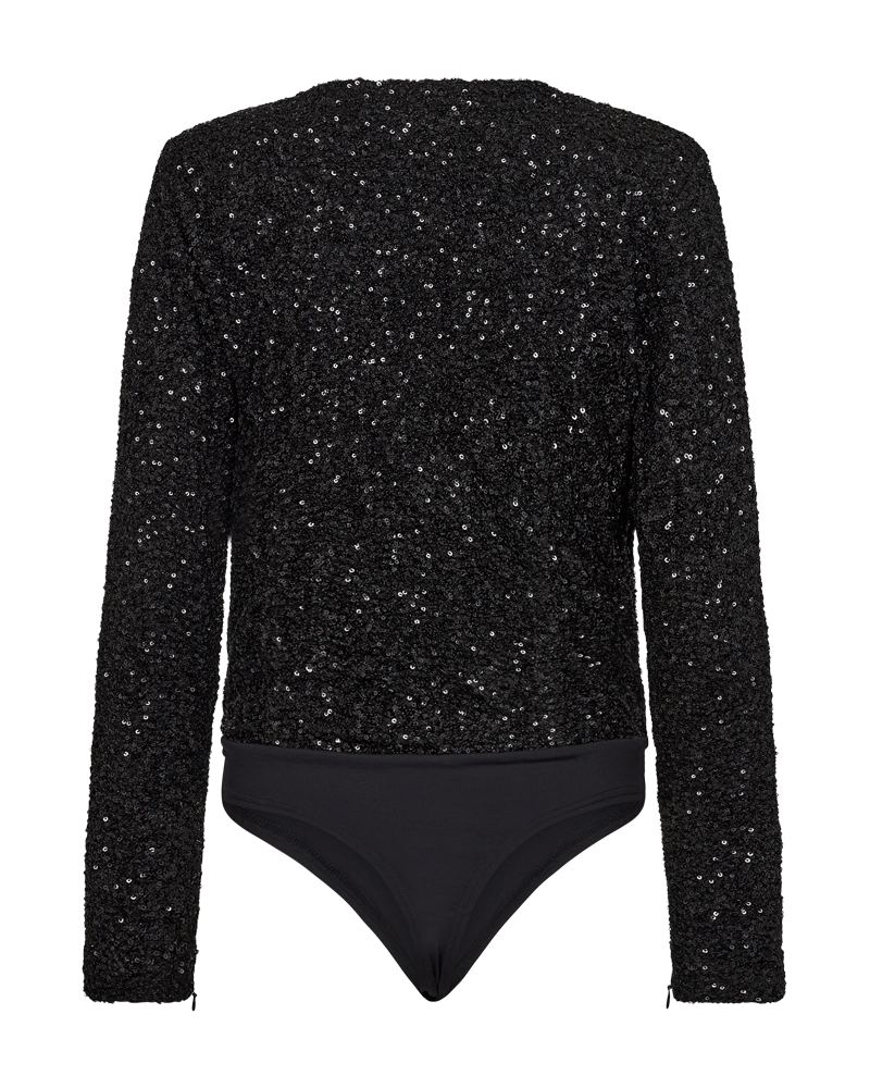 Cm volgende - pailletten bodystocking in zwart