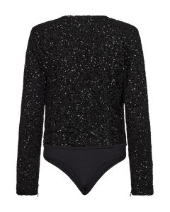 Cm volgende - pailletten bodystocking in zwart