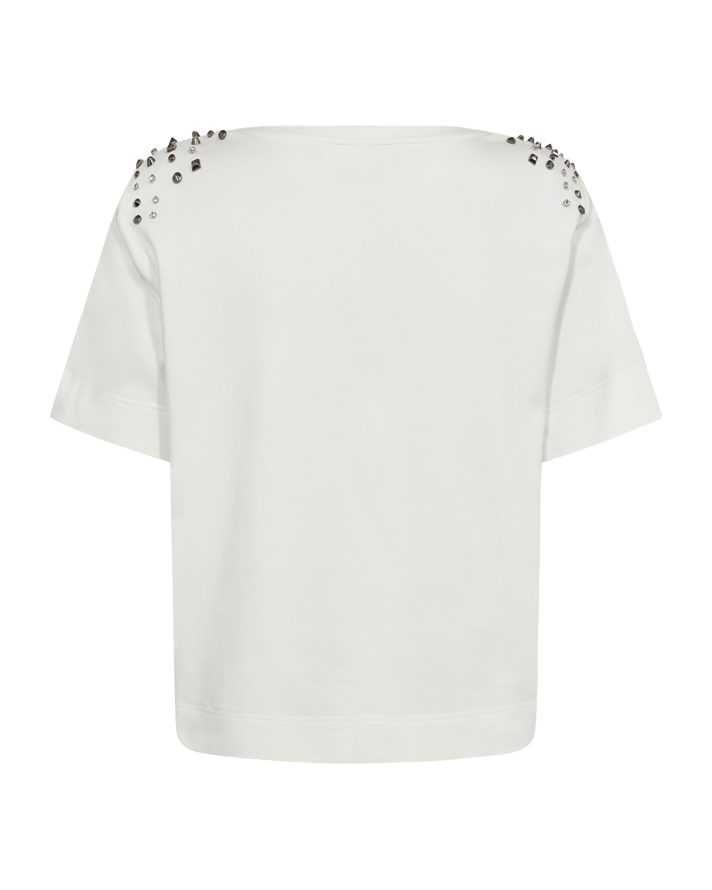 CMMUSE - T-SHIRT WITH SHOULDER PADS IN WHITE,OFF-WHITE