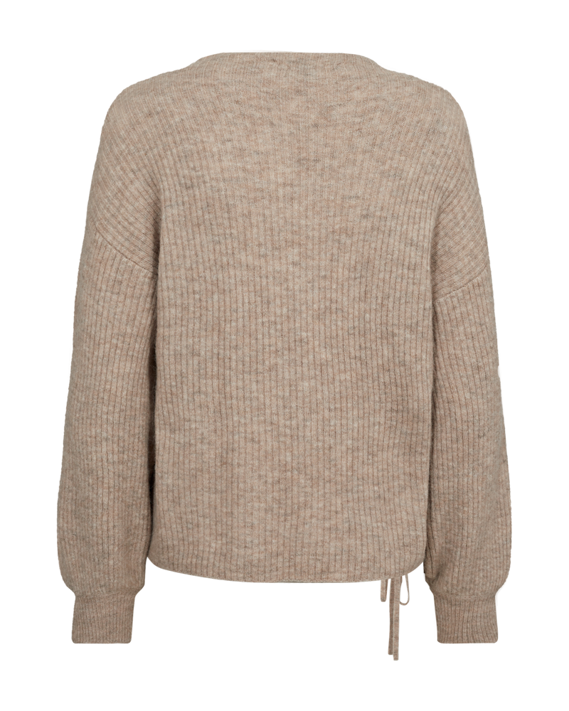 Cmibra - geribbelde pullover met verzamelde details in beige