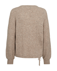 Cmibra - geribbelde pullover met verzamelde details in beige