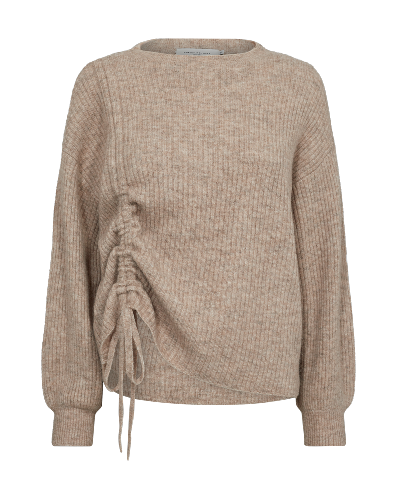 Cmibra - geribbelde pullover met verzamelde details in beige