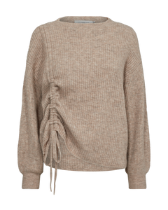 Cmibra - geribbelde pullover met verzamelde details in beige