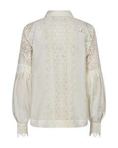 Cmmolly - shirt met veters in wit, gebroken wit