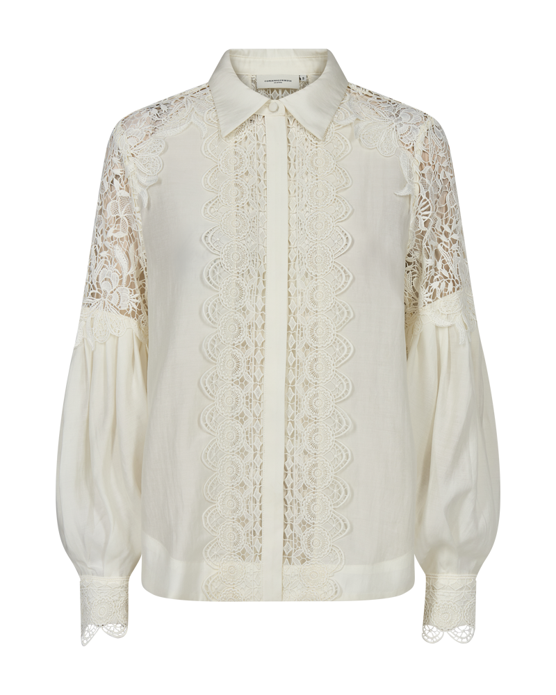 Cmmolly - shirt met veters in wit, gebroken wit