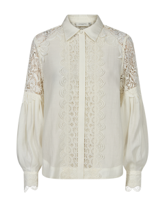 Cmmolly - shirt met veters in wit, gebroken wit