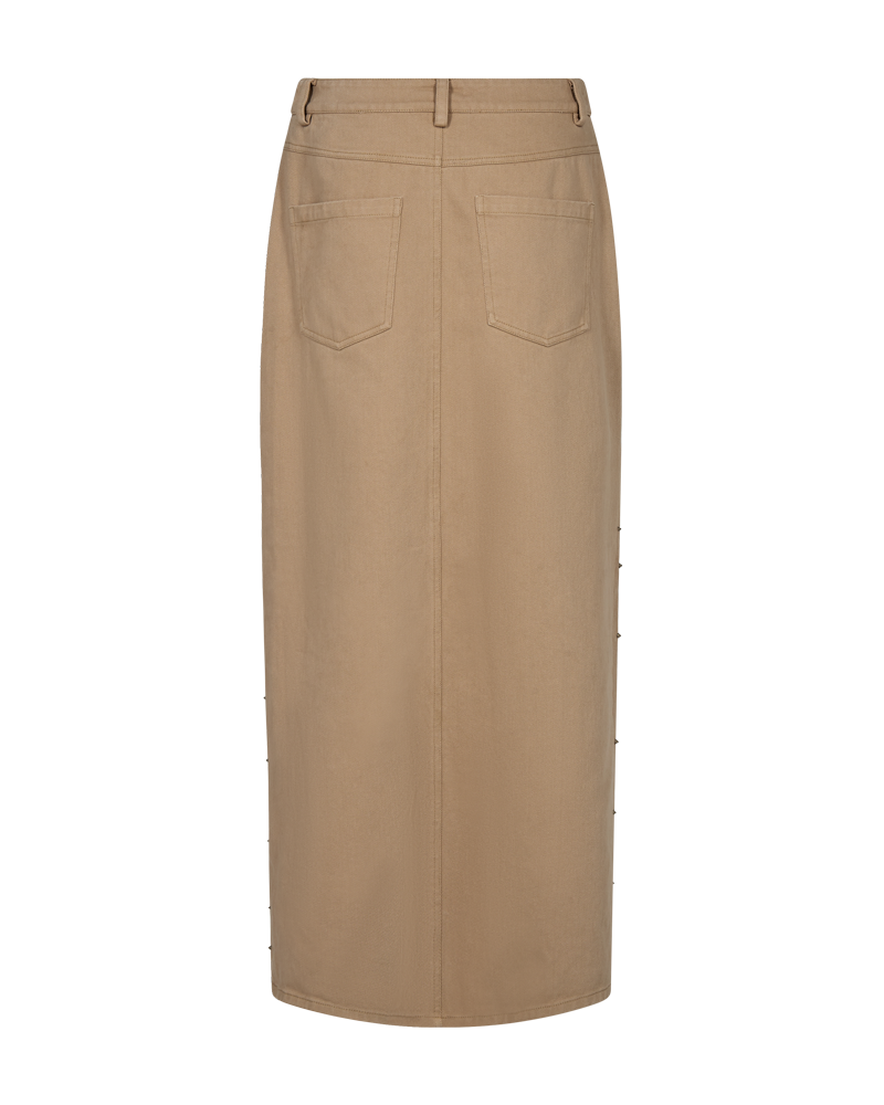 CMMETEOR - LONG DENIMSKIRT WITH STUDS IN BEIGE
