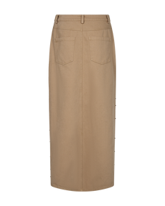 CMMETEOR - LONG DENIMSKIRT WITH STUDS IN BEIGE