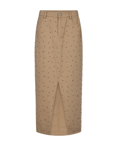 CMMETEOR - LONG DENIMSKIRT WITH STUDS IN BEIGE