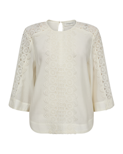 Cmmolly - blouse met veters in wit, gebroken wit