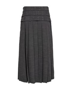 Cmtonnie - geplooide rok met riemdetails in grijs en wit