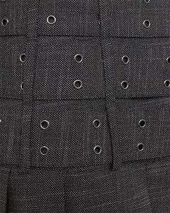 Cmtonnie - geplooide rok met riemdetails in grijs en wit