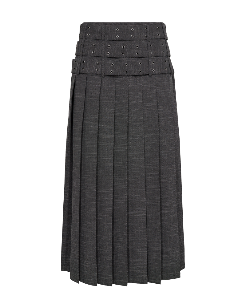 Cmtonnie - geplooide rok met riemdetails in grijs en wit