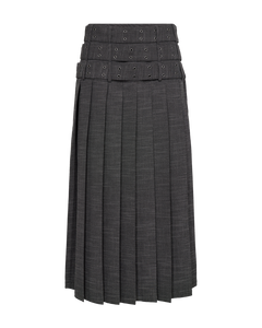 Cmtonnie - geplooide rok met riemdetails in grijs en wit