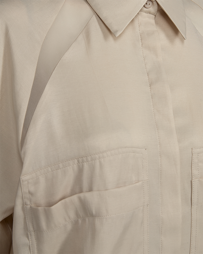 CMSILA - SHIRT WITH MESH DETAILS IN BEIGE
