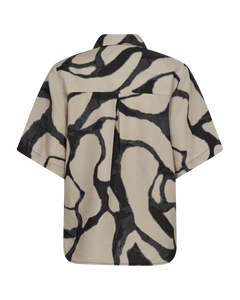 CMNATU - SHIRT WITH PRINT IN BEIGE AND BLACK