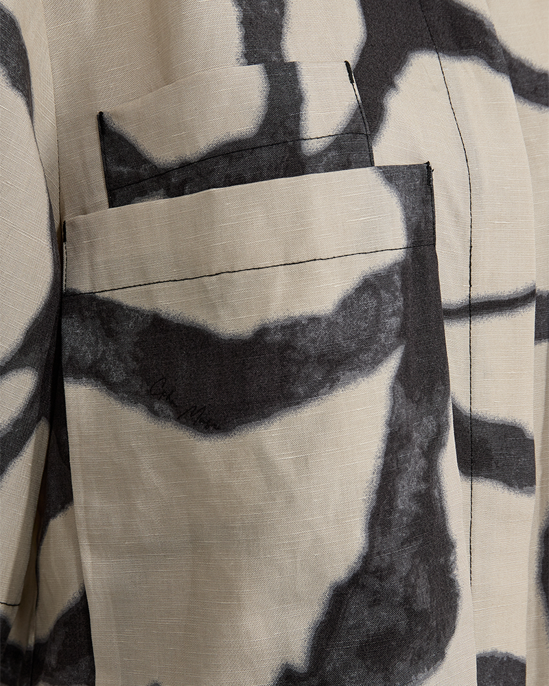 CMNATU - SHIRT WITH PRINT IN BEIGE AND BLACK
