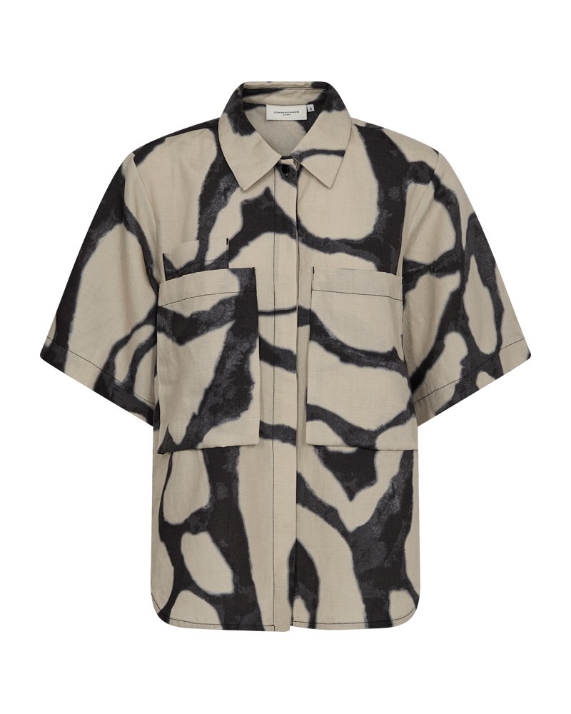 CMNATU - SHIRT WITH PRINT IN BEIGE AND BLACK