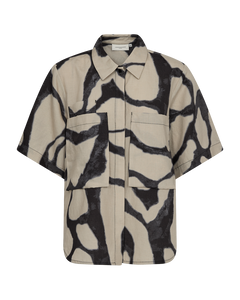 CMNATU - SHIRT WITH PRINT IN BEIGE AND BLACK