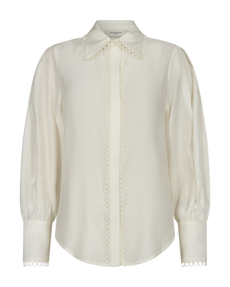 CMMOLLY - SHIRT WITH LACE DETAILS IN WHITE,OFF-WHITE
