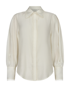 CMMOLLY - SHIRT WITH LACE DETAILS IN WHITE,OFF-WHITE