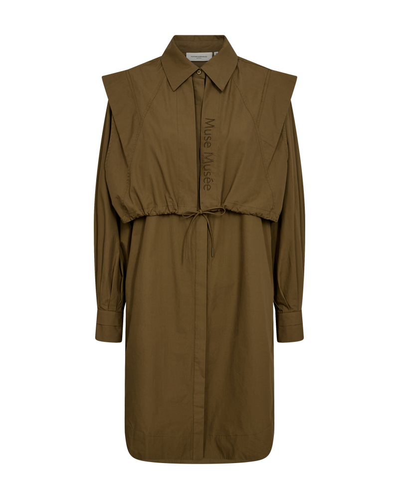 CMDINA - LONG SHIRT WITH DRAWSTRING IN KHAKI GREEN