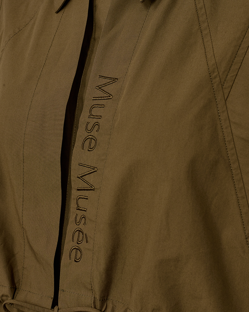 CMDINA - LONG SHIRT WITH DRAWSTRING IN KHAKI GREEN