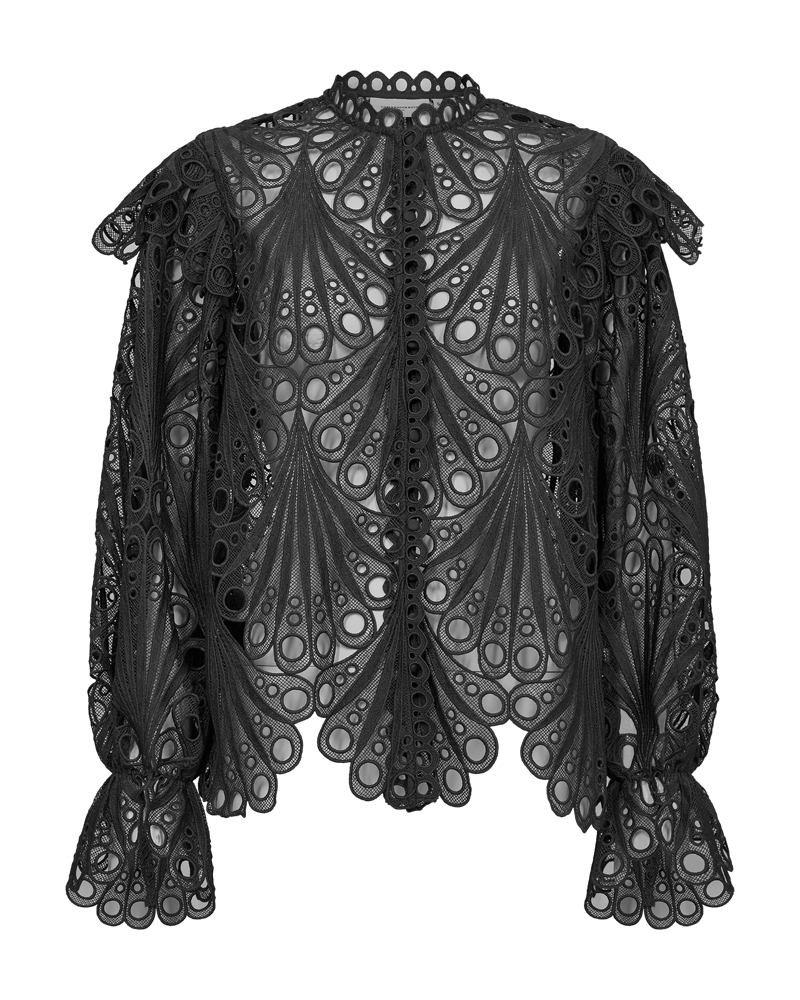 Cmmoonlight - blouse met veters in zwart