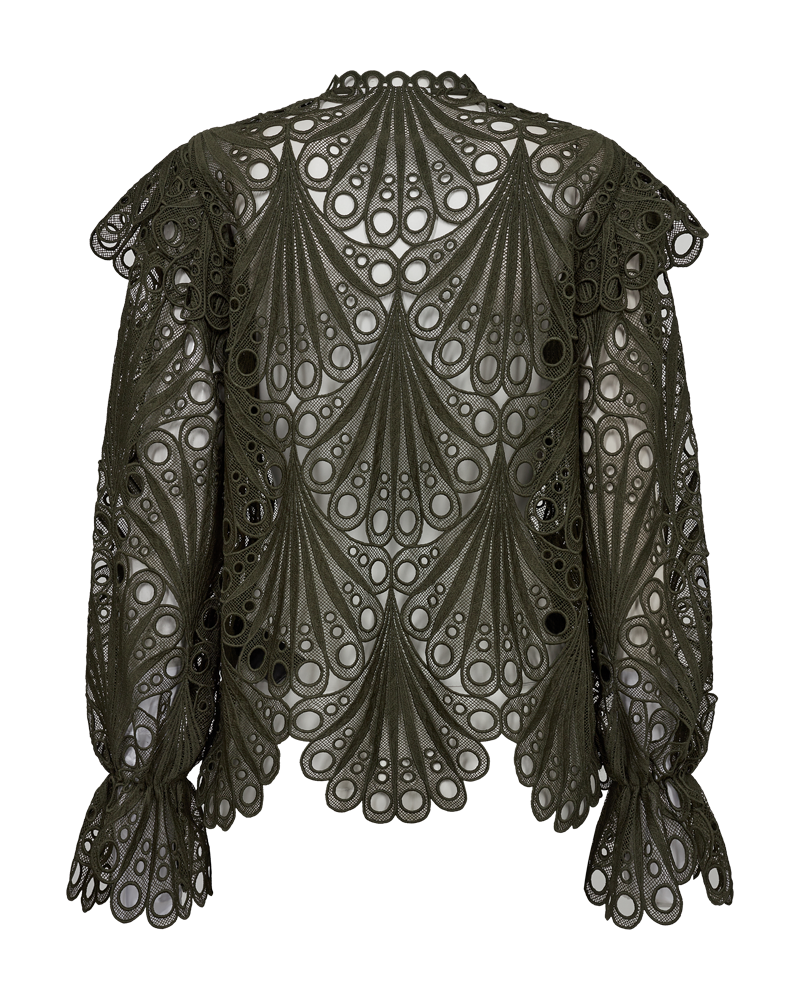 Cmmoonlight - blouse met veters in groen